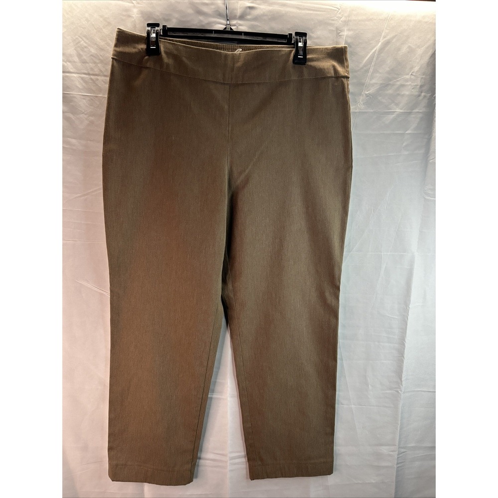 Dana‎ Buchman Brown Pull-On Trousers Women's Large Stretch Waist Tapered Ankle